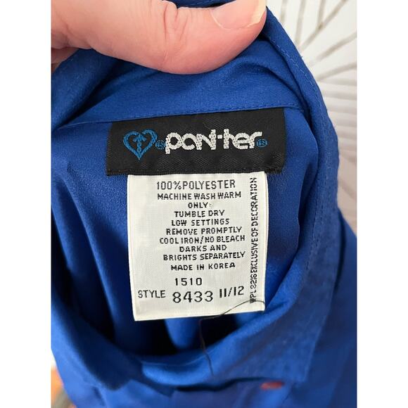 Vintage 1980's Panther bold statement pleated blouse with shoulder pads sz 11/12 - Picture 7 of 16